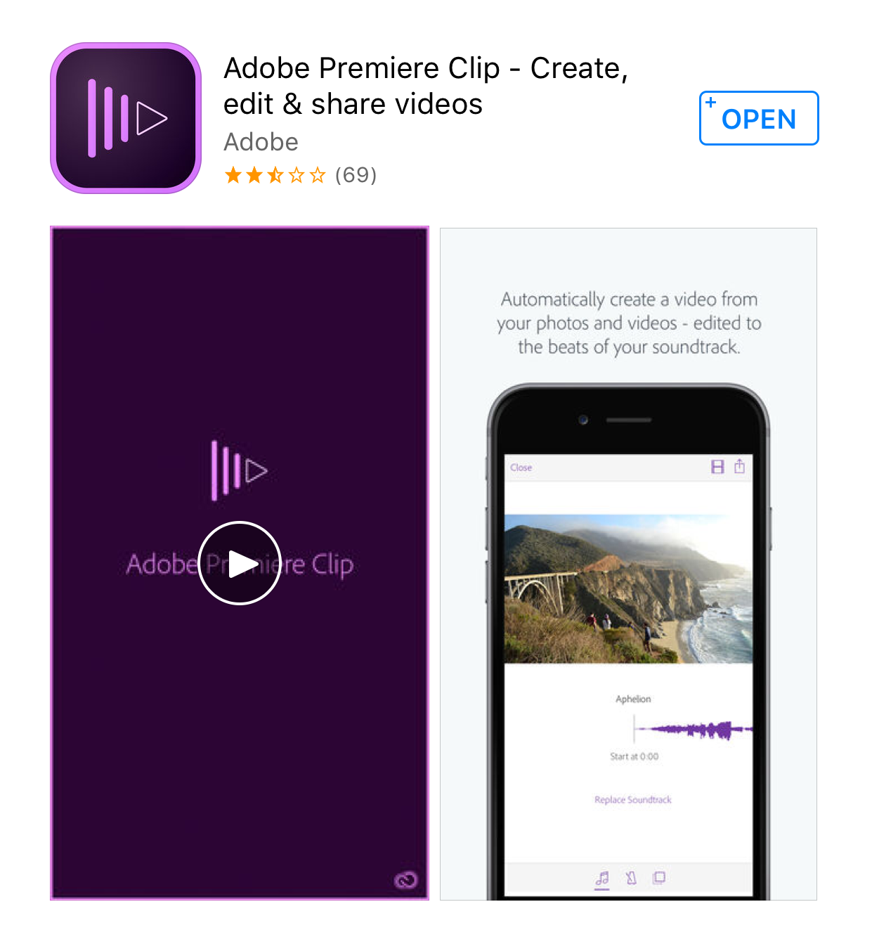 Adobe Premiere Clip in the app store